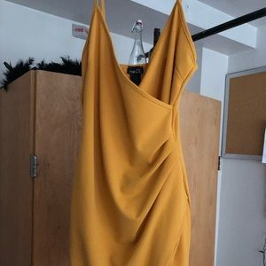 Mustard Yellow wrap cocktail dress